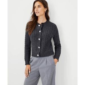 Ann Taylor Jeweled Button Cable Cardigan